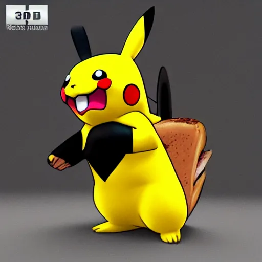 Image similar to pikachu with bfg 9 0 0 0 fighting with cakes, 3 d, photorealistic