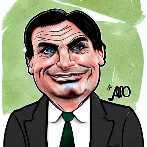 Prompt: jair bolsonaro caricature realism, in the style of al hirschfeld!