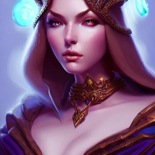 Image similar to mage, female, d & d, fantasy, intricate, elegant, highly detailed, digital painting, artstation, octane render, concept art, matte, sharp focus, illustration, hearthstone, art by artgerm, johannes voss