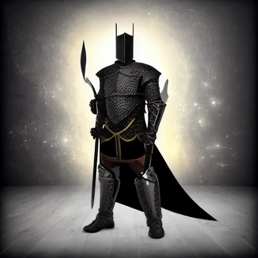 Image similar to black man knight with sword on white bear symmetrical realistic fantasy