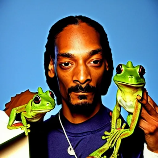 Prompt: Snoop Dogg holding a frog for a 1990s sitcom tv show, Studio Photograph, portrait, C 12.0