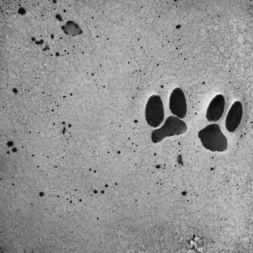 Image similar to paw prints in wet concrete, polaroid photo,