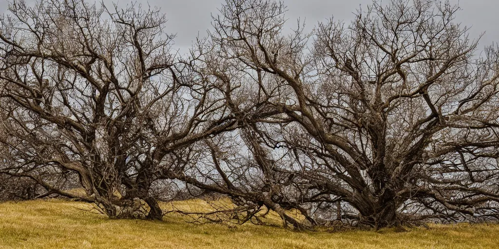 Image similar to windswept trees after a strong wind, 4k