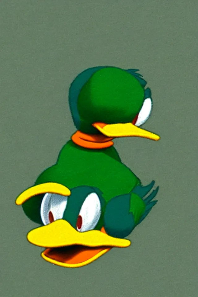 Image similar to donald duck as a green parrot in the harry potter universe