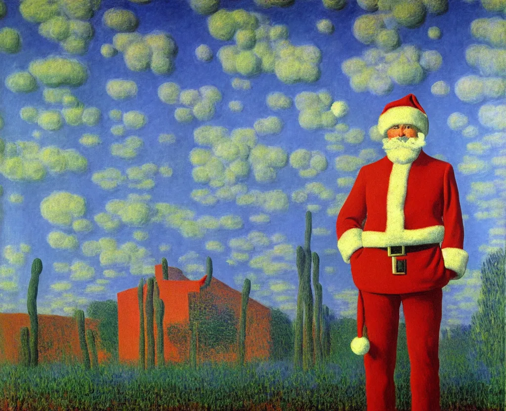 Prompt: painting of santa fe chief by rene magritte, monet, and turner.