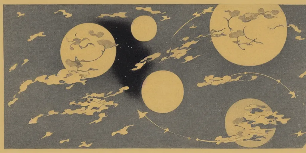 Image similar to constellations by ohara koson, 1 9 1 0