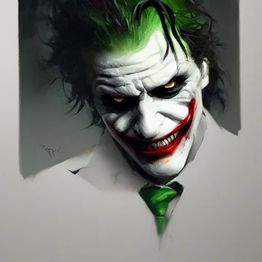 Image similar to joker, paint by greg rutkowski