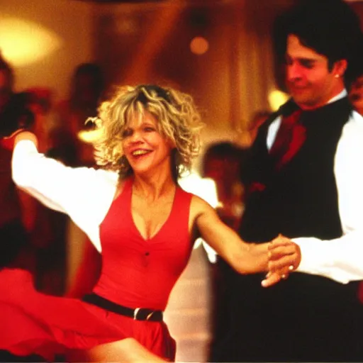 Image similar to Meg Ryan dancing a salsa routine at the club