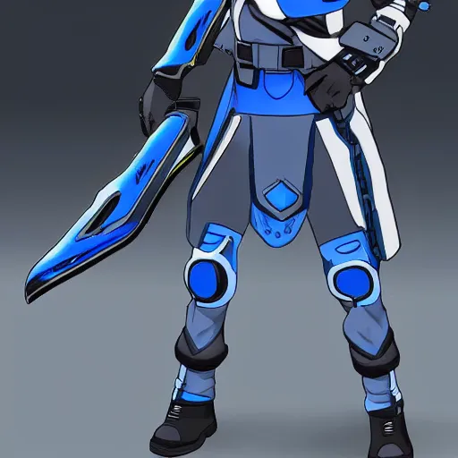 Image similar to a futuristic soldier captain with a metal visor and a blue shoulderpad in anime style