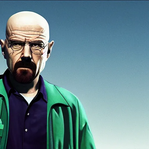 Prompt: breaking bad heisenberg in a h. e. v suit from half life