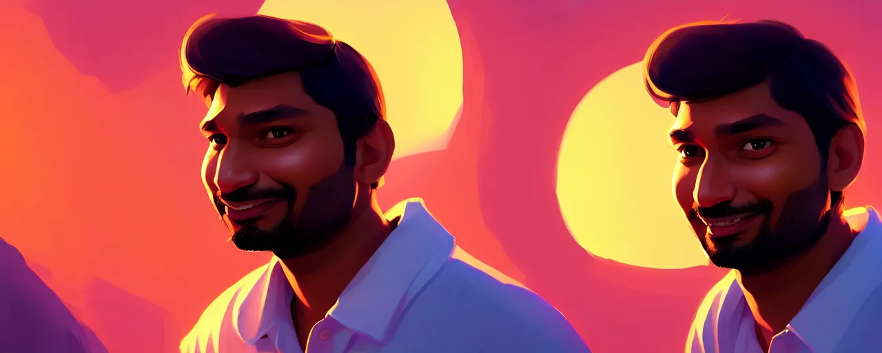 Image similar to portrait of Kumar Sangakkara, mattepainting concept Blizzard pixar maya engine on stylized background splash comics global illumination lighting artstation lois van baarle, ilya kuvshinov, rossdraws