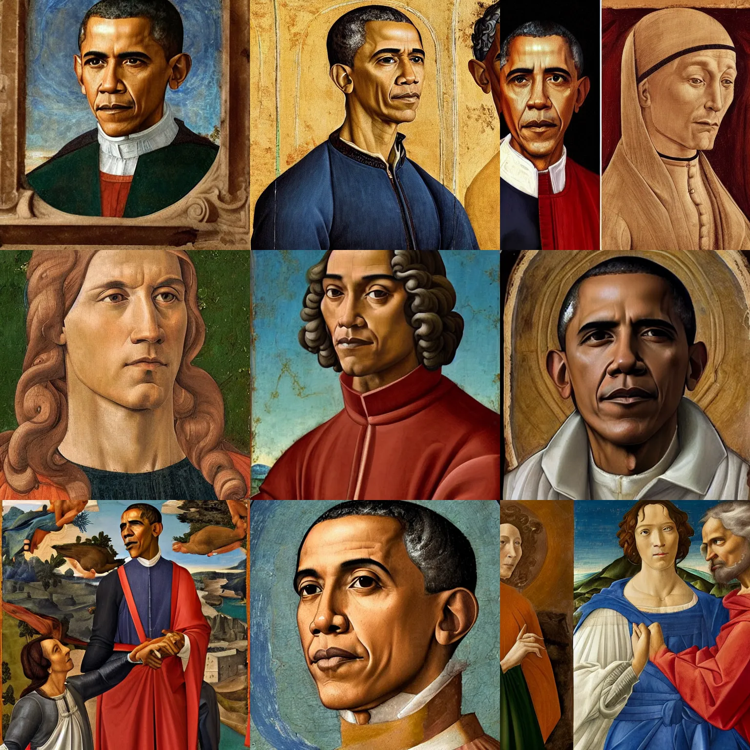 Prompt: stunning renaissance fresco of Barack Obama, masterpiece, artstation, by Sandro Botticelli, by Sofonisba Anguissola