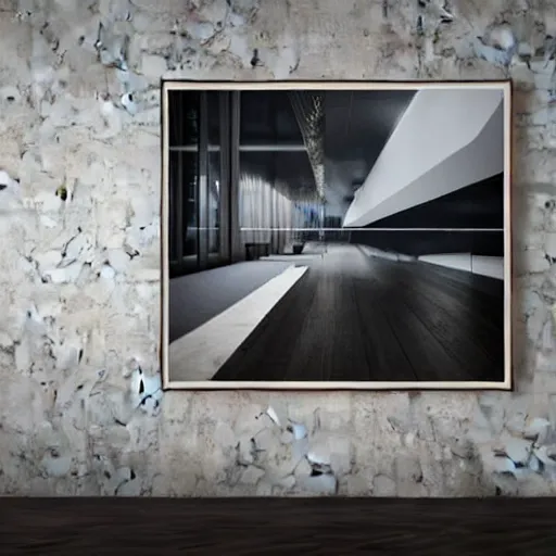 Prompt: mockup photo of contemporary interior with large framed art, trending on pinterest