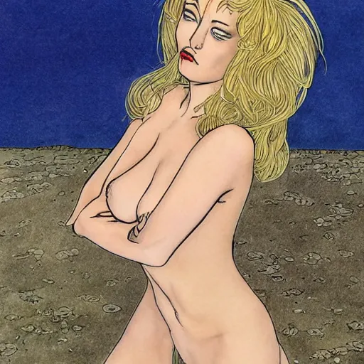 Image similar to a portrait of a woman milo manara style