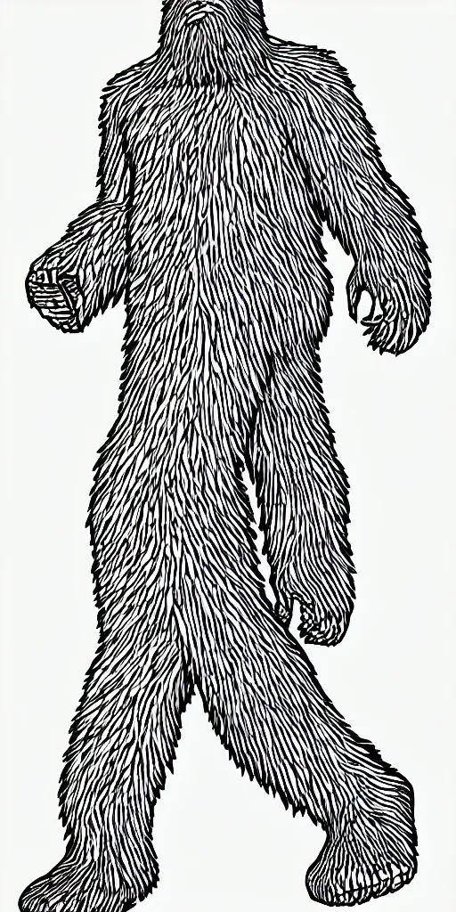 Prompt: a very simple outline of bigfoot, illustration