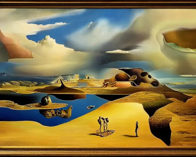 Image similar to a painting of a landscape, a surrealist painting by salvador dali, cgsociety, fantastic realism, surrealist, detailed painting