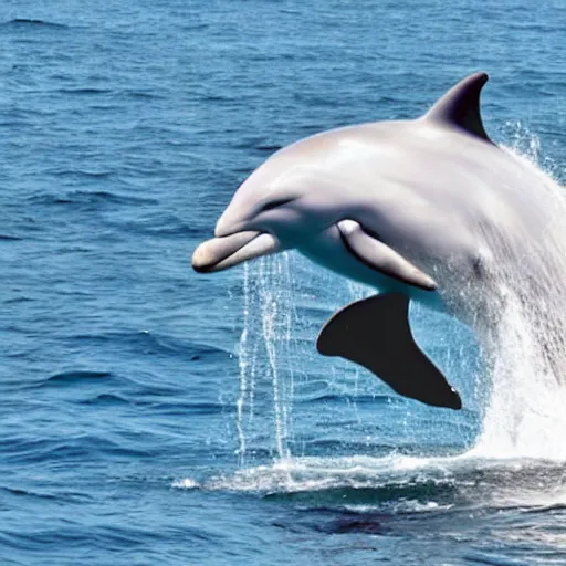 Prompt: a dolphin mixed with beluga whale