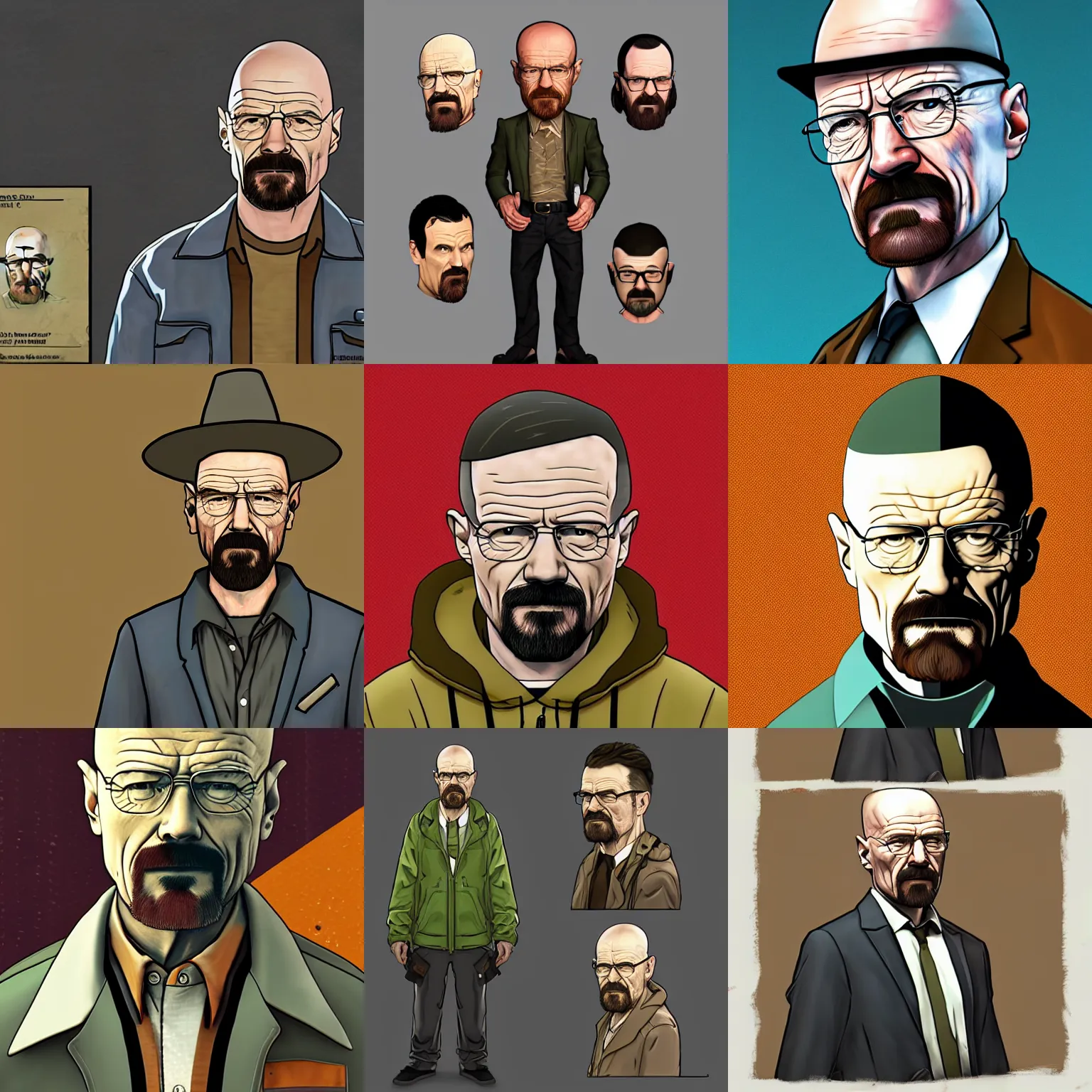 Prompt: walter white in the style of disco elysium