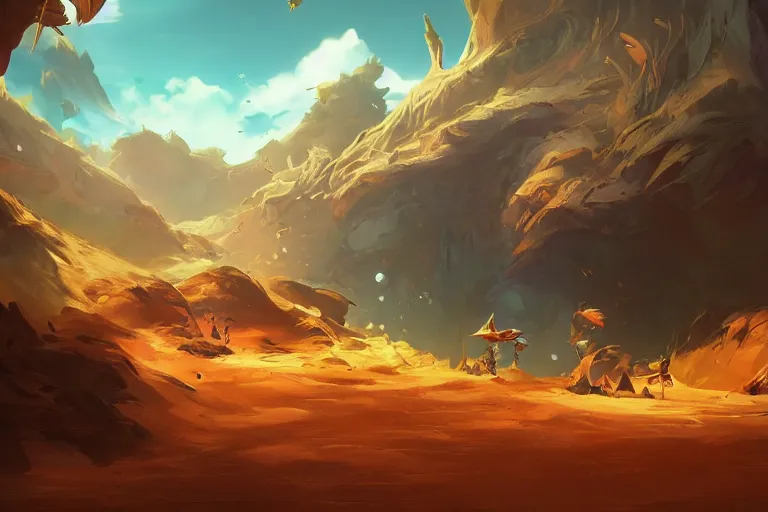 Prompt: photo cartoon illustration comic manga painting of dune environment : 6 fantasy environement, digital painting, volumetric lighting by feng zhu, 3 d alejandro alvarez alena aenami artworks in 4 k beeple, by michelangelo hearstone league of legends dofus overwatch