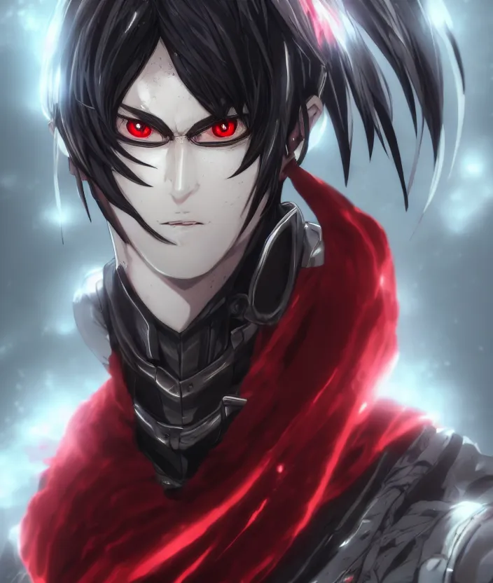 Prompt: ( a detailed manga character portrait of a dark haired silver cyborg anime man with a red mechanical eye wearing a tattered brown cape ), trending on artstation, digital art, 4 k resolution, detailed, octane render, high quality, sharp focus, hq artwork, insane detail, concept art, character concept, character illustration, full body illustration, cinematic, dramatic lighting