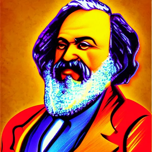 Prompt: Pixar style portrait of Karl Marx, colorful, art station