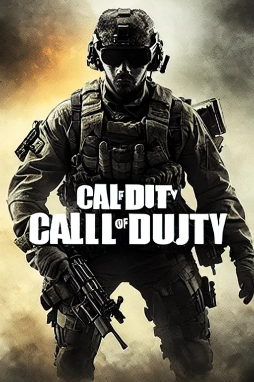 Image similar to call of duty cover art, dumb baby