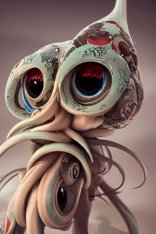 Image similar to cute squid, anime, concept art, intricate details, highly detailed, photorealistic, octane render, 8 k