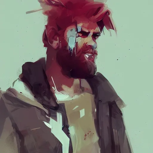 Image similar to human male character art, by Ismail Inceoglu, red hair, red beard, sunken eyes, scars, shabby clothes, digital art, dungeons and dragons, art