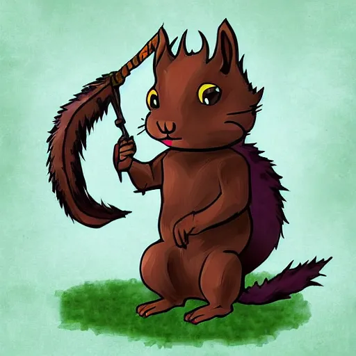 Prompt: squirrel as a dark souls boss using digital art