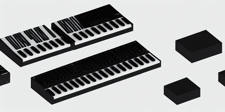 Image similar to dezeen showroom , lot2046, archdaily, minimalissimo, houdini , teenage engineering moad, product design concept, product shot, top down view of moog melotron synthesizer 3d model made by jony ives, dieter rams, 8k, high detailed photo