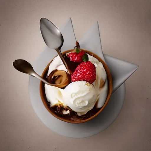 Prompt: A book made of 🍨 , 📙 sundae hybrid, 4k food photography