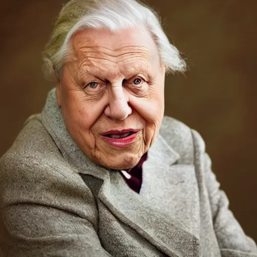 Image similar to david attenborough as queen elizabeth