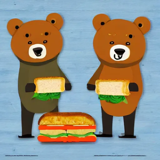 Prompt: two bears making sandwiches in the kitchen, miracle, photorealistic, very detailed, award winning photo, masterpiece