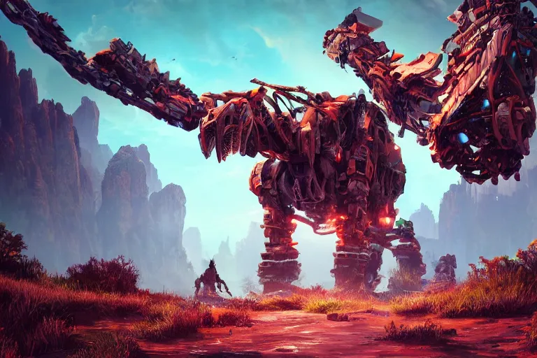 Image similar to tremortusk machine mecanical creature robot of horizon forbidden west horizon zero dawn bioluminiscence global illumination ray tracing hdr fanart arstation by ian pesty and alena aenami artworks in 4 k