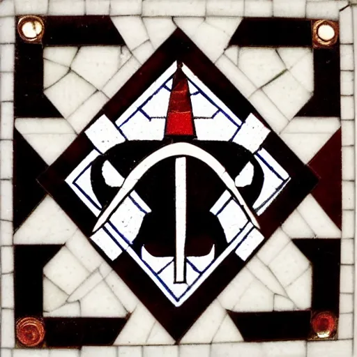 Prompt: punisher symbol in the form of a masonic tile floor mosaic in the form of punisher symbol in masonic temple