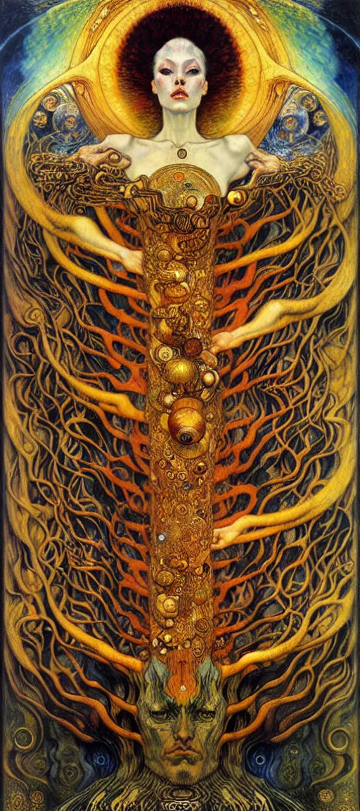 Image similar to Divine Chaos Engine by Karol Bak, Jean Delville, William Blake, Gustav Klimt, and Vincent Van Gogh, symbolist, visionary