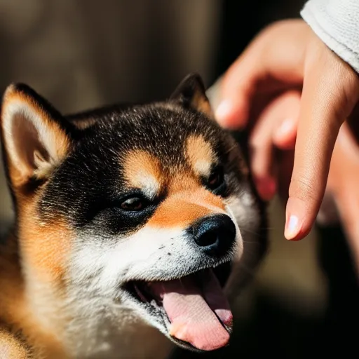 Image similar to shiba inu holding club in hands, ( eos 5 ds r, iso 1 0 0, f / 8, 1 / 1 2 5, 8 4 mm, postprocessed, sharp )