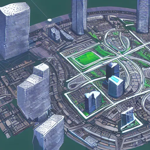 Prompt: A plan of a futuristic city