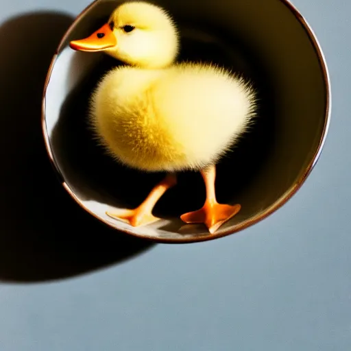 Image similar to duckling in a teacup, photography, minimalistic, 8 k