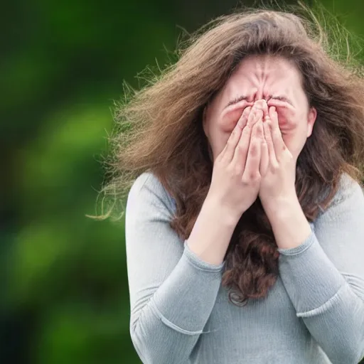 Image similar to image of someone sneezing, ultra-realistic