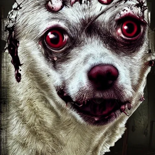 Image similar to realistic decaying dog horror style