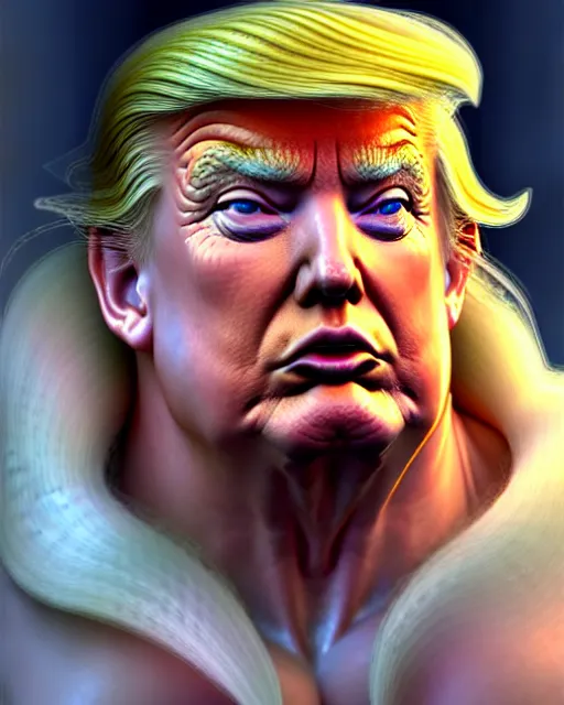 Image similar to character concept art of donald trump as poseidon | cute - fine face, pretty face, realistic shaded perfect face, fine details by stanley artgerm lau, wlop, rossdraws, james jean, andrei riabovitchev, marc simonetti, and sakimichan, tranding on artstation