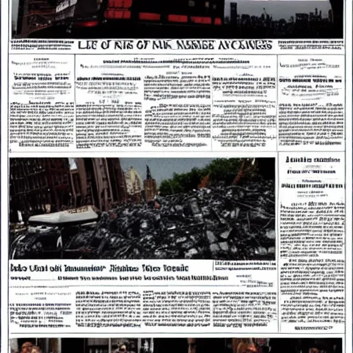 Prompt: front page of the New York Times on September 12, 2001