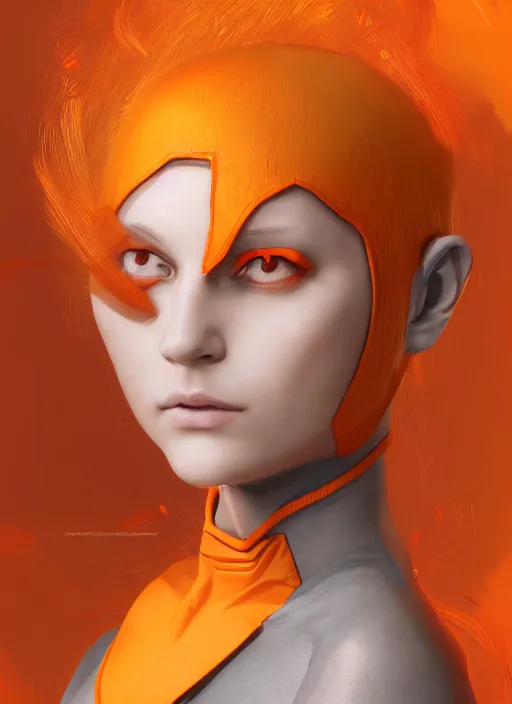 Prompt: biohazard teenage blonde girl wearing an orange superhero costume, au naturel, hyper detailed, digital art, trending in artstation, cinematic lighting, studio quality, smooth render, unreal engine 5 rendered, octane rendered, art style by klimt and nixeu and ian sprigger and wlop and krenz cushart