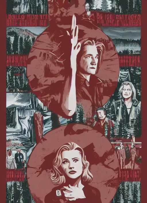 Image similar to twin peaks movie poster art by tom hallman