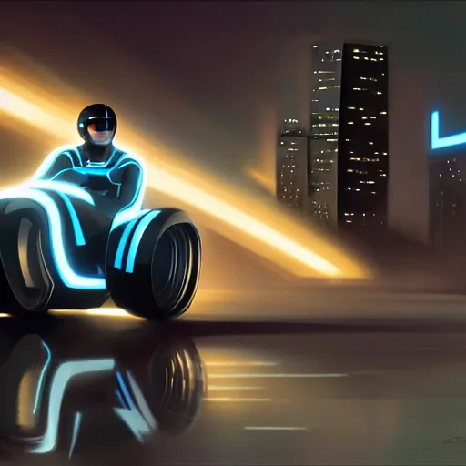 Image similar to tron legacy lightcycle, intricate, highly detailed, photorealistic, digital painting, artstation, realistic, illustration, smooth, sharp focus, art by scott davidson, albert aublet, krenz cushart, artem demura, mucha