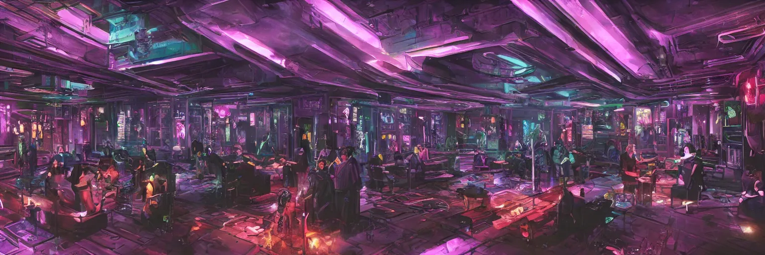 Image similar to interior of the cyberpunk night adult club