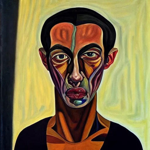 Prompt: a portrait a very ordinary person, by Alice Neel, oil painting, anatomically correct, beautiful perfect face, large brushstrokes, sharp focus, Highly Detailed