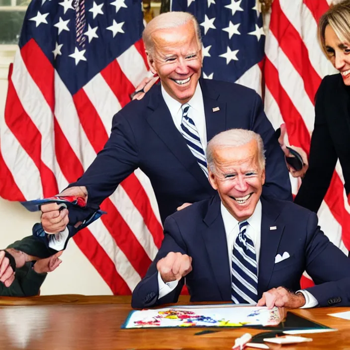 Image similar to joe biden having fun with a coloring book