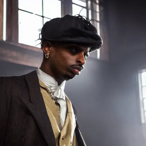 Image similar to playboi carti in peaky blinders 4 k the detailed super realistic